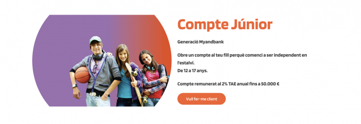 Myandbank ha afegit en el seu Compte Junior la possibilitat d’invertir en la Cartera Debutants.